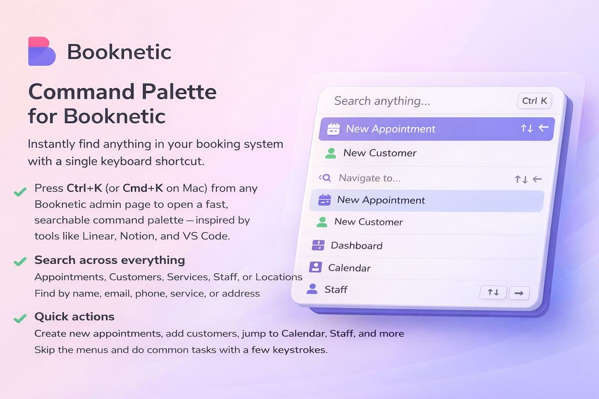 Booknetic Command Palette — screenshot 1