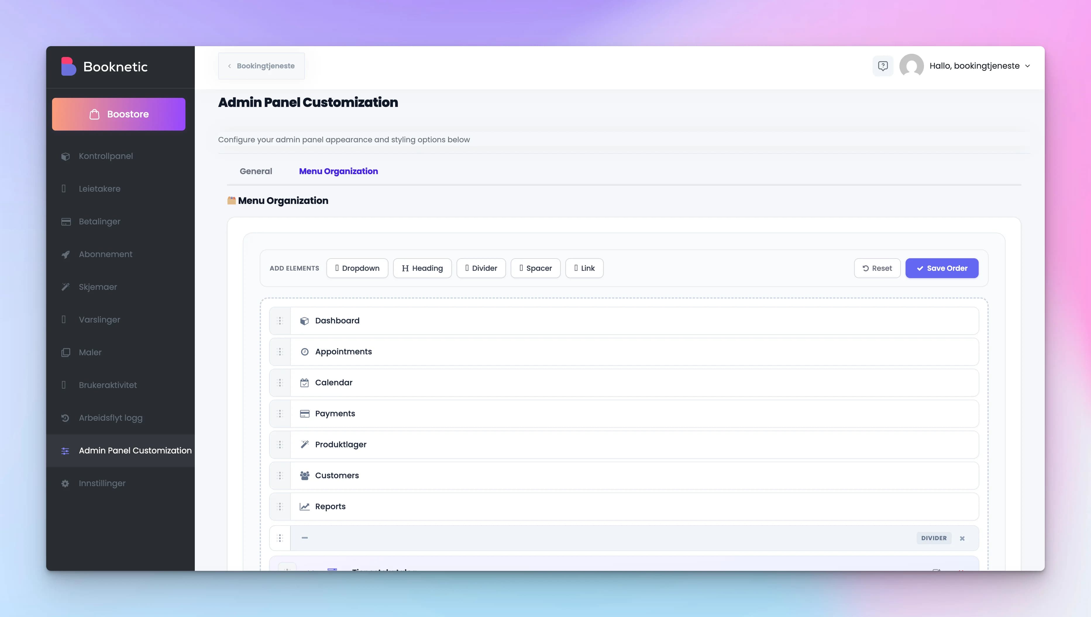 Booknetic Admin Panel Customization