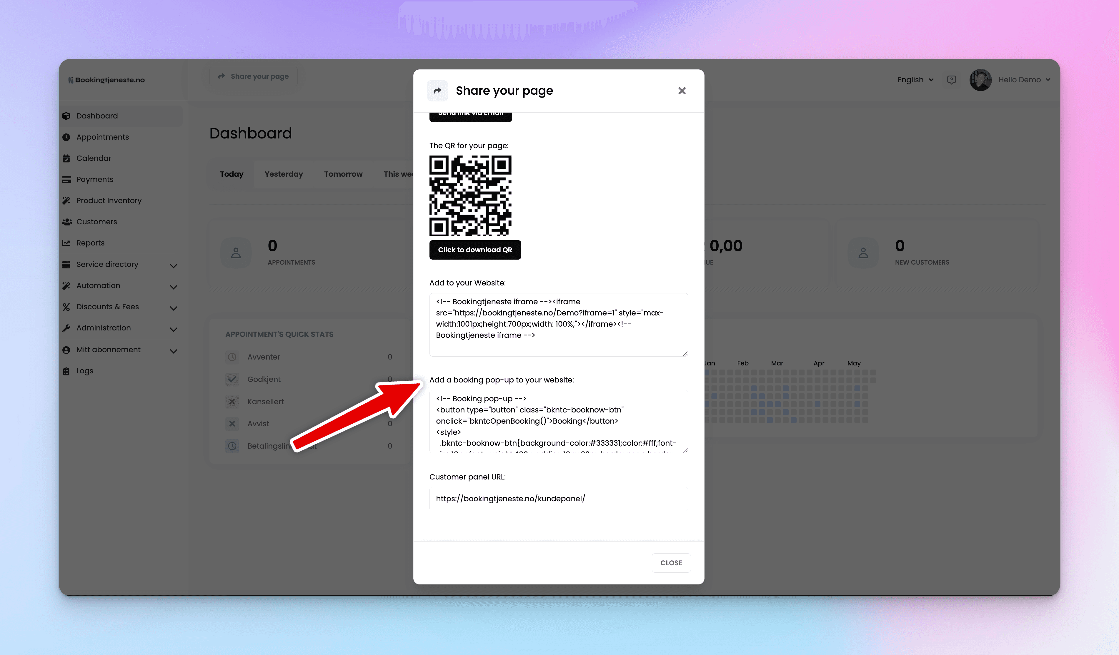 Popup Modal for Tenants - Booknetic SaaS
